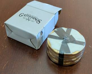 Godinger Marble Coasters with Gold Edge