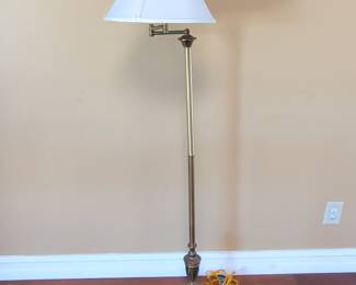 Brass Swing Arm Floor Lamp with Glass Jar Table Lamp