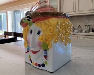 Ceramic Cookie Jar - Woman with Straw Hat