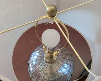 Modern Wire Cage Glass Table Lamp with Brass Finish