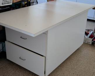 White Laminate Craft Table with Drawers