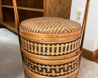 Vintage three-tiered wedding or tiffin basket.