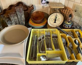 Full kitchen with lots of quality, cookware, dinnerware, flatware, and more.