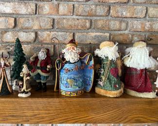 Large selection of Christmas decor, including a Jim Shore Santa figurine (center in photo).