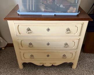 One of two matching Ethan Allen three-drawer chests.