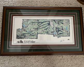 Framed print of Egypt Valley Country Club signed by Arthur Hills.