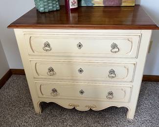 One of two matching Ethan Allen three-drawer chests.
