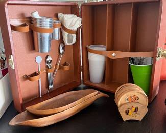 Vintage bar set in case.