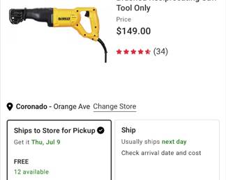 Comps Dewalt reciprocating saw DW303M