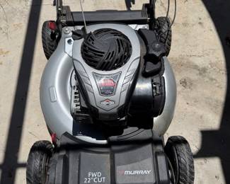 Murray branded 22-inch cut lawn mower equipped with a Briggs & Stratton E550 engine