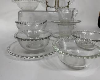 IMPERIAL GLASS CANDLEWICK BOWLS CUPS PLATTER
