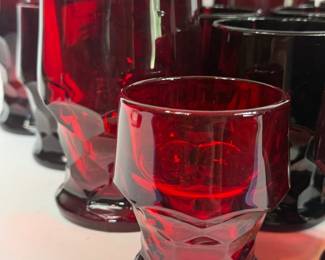 ANCHOR HOCKING GEORGIAN HONEYCOMB RED TUMBLERS