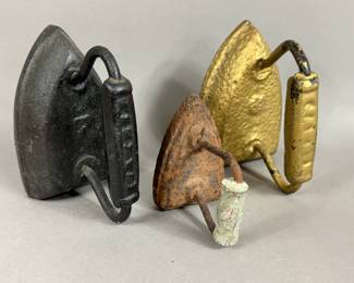 ANTIQUE CAST IRON SAD IRONS x 3