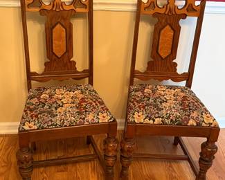 Lot 26 | VINTAGE UPHOLSTERED DINING CHAIRS SET OF 2
