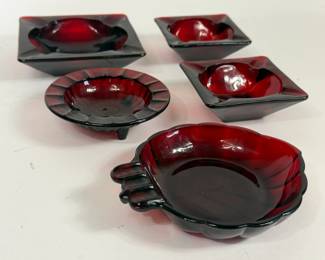 VINTAGE RED GLASS ASHTRAYS