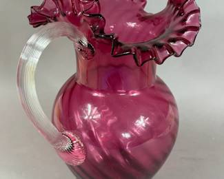 VINTAGE FENTON CRANBERRY GLASS PITCHER