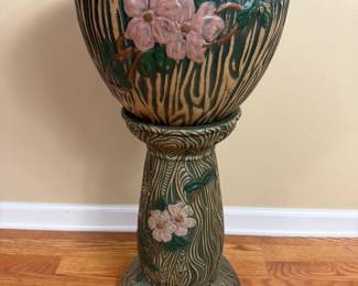 ART NOUVEAU STYLE POTTERY JARDINIERE & PEDESTAL