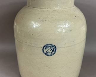 ANTIQUE HAND SPUN STONEWARE CROCK #2