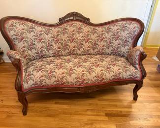 VINTAGE FRENCH PROVINCIAL UPHOLSTERED LOVESEAT