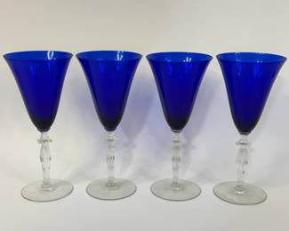 MORGANTOWN MONROE COBALT RITZ BLUE WATER GOBLETS