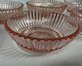 ASSORTED PINK DEPRESSION GLASS BOWLS