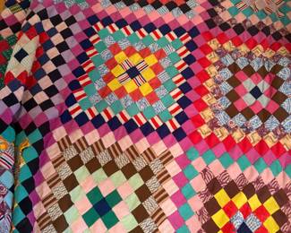 HANDMADE CATHEDRAL WINDOW DOUBLE KNIT QUILT