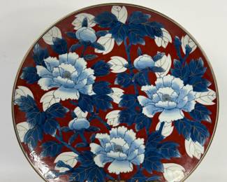 16" GOLD IMARI HAND PAINTED PLATE W STAND ANDREA B