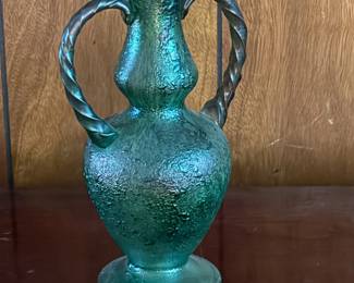 CZECHOSLOVAKIAN IRIDESCENT GLASS EWER 12"