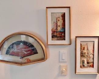 framed oil on canvas paintings depicting impressionistic European street scenes