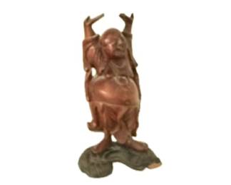 Chinese carved wood or resin figure of a happy, laughing Buddha, possibly Hotei