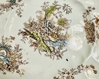 Johnson Brothers plate in the Pastorale Toile De Jouy Brown Multicolor pattern