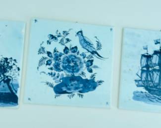 Set of Blue and White Delft Tiles