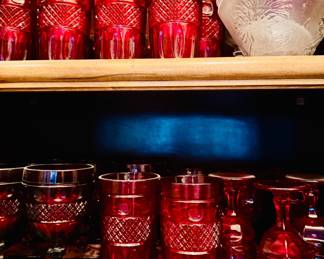 Anchor Hocking Ruby Red Mid century barware