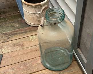 Vintage 5 gallon, blue glass jug
