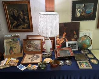 Vintage lamp and vintage art