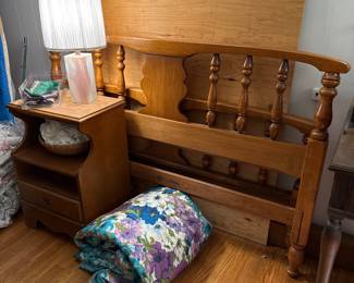 Haywood Wakefield bed frame and side table