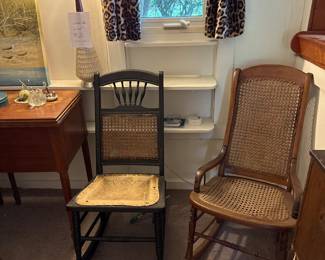 Vintage rocking chairs. Lamp is not for sale.
