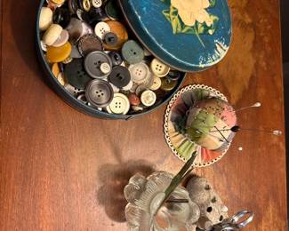 Vintage buttons and sewing supplies