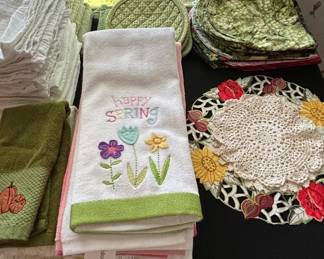 Blooms Happy Spring and Pumpkin Embroidered Hand Towel Set