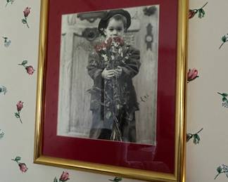 Framed Print Boy with Red Roses by Kim Anderson