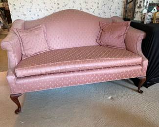 Vintage Chippendale Style Camelback Loveseat Sofa