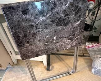 Faux Marble Top TV Tray Table