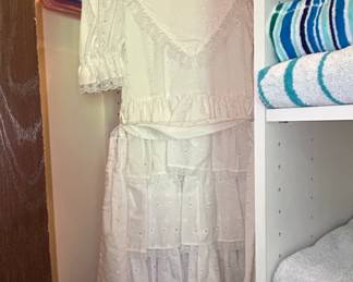 Vintage White Cotton Eyelet Lace Prairie Dress