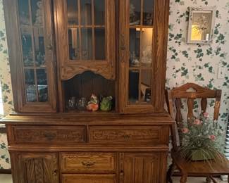 Vintage Oak China Cabinet and Hutch Virginia House