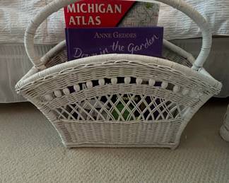 White Wicker Magazine Rack Basket