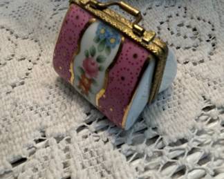 Miniature Limoges Handbag Trinket Box