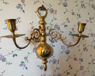 Brass Colonial Williamsburg Style Double Candle Sconce second image