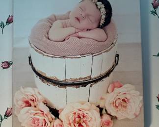 Newborn Bucket Photo Prop with Floral Accents
