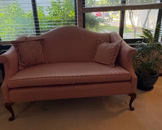 Vintage Chippendale Style Camelback Loveseat Sofa second image