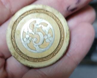 Vintage $5 casino chips. Sterling inlay